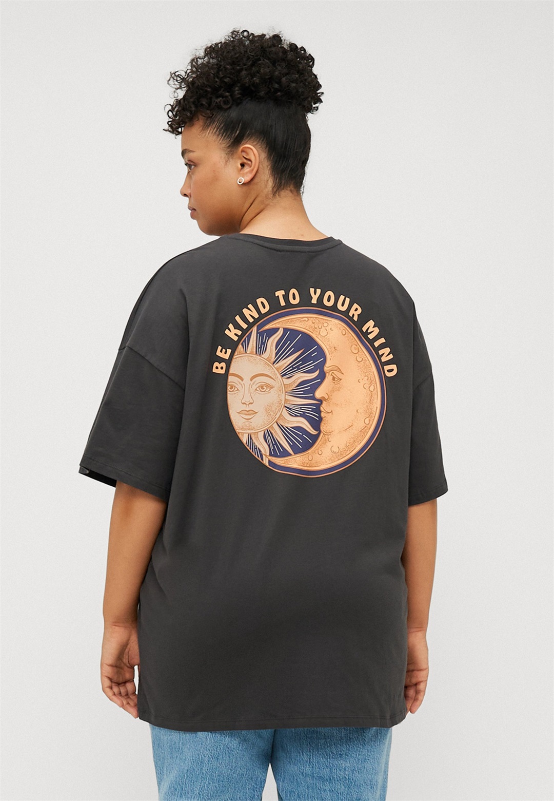 Even&Odd Curvy T-Shirt print - anthracite/anthrazit