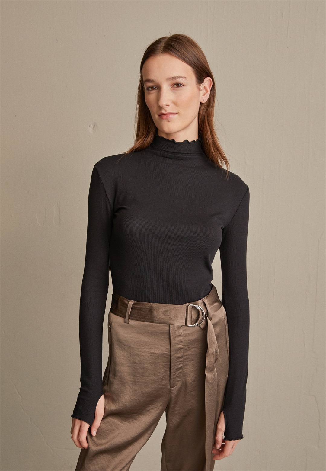 Filippa K MOCK NECK - Langarmshirt - black/schwarz