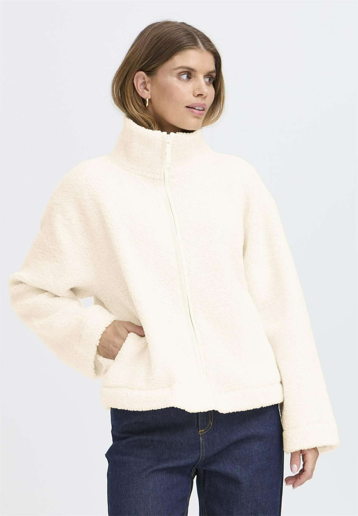 Fransa Fleecejacke - whisper white/offwhite