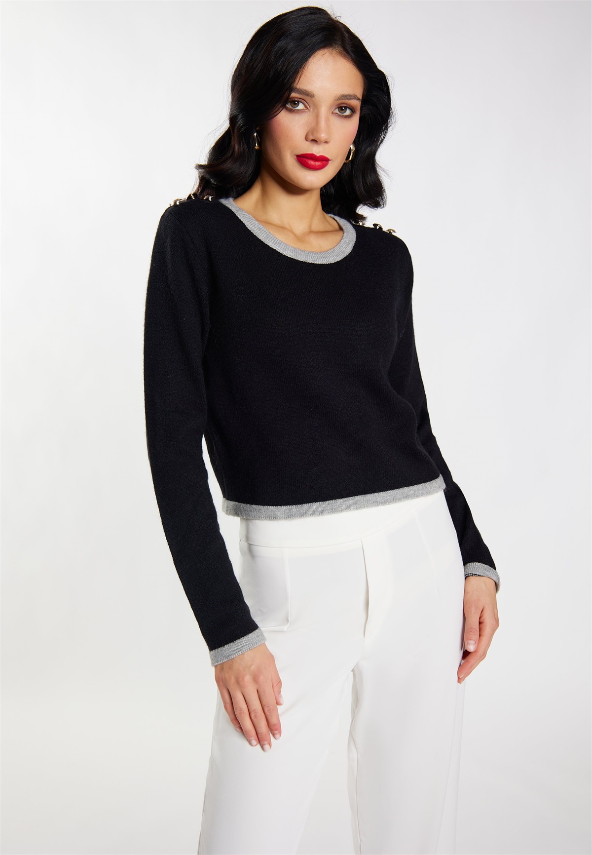 faina Strickpullover - schwarz
