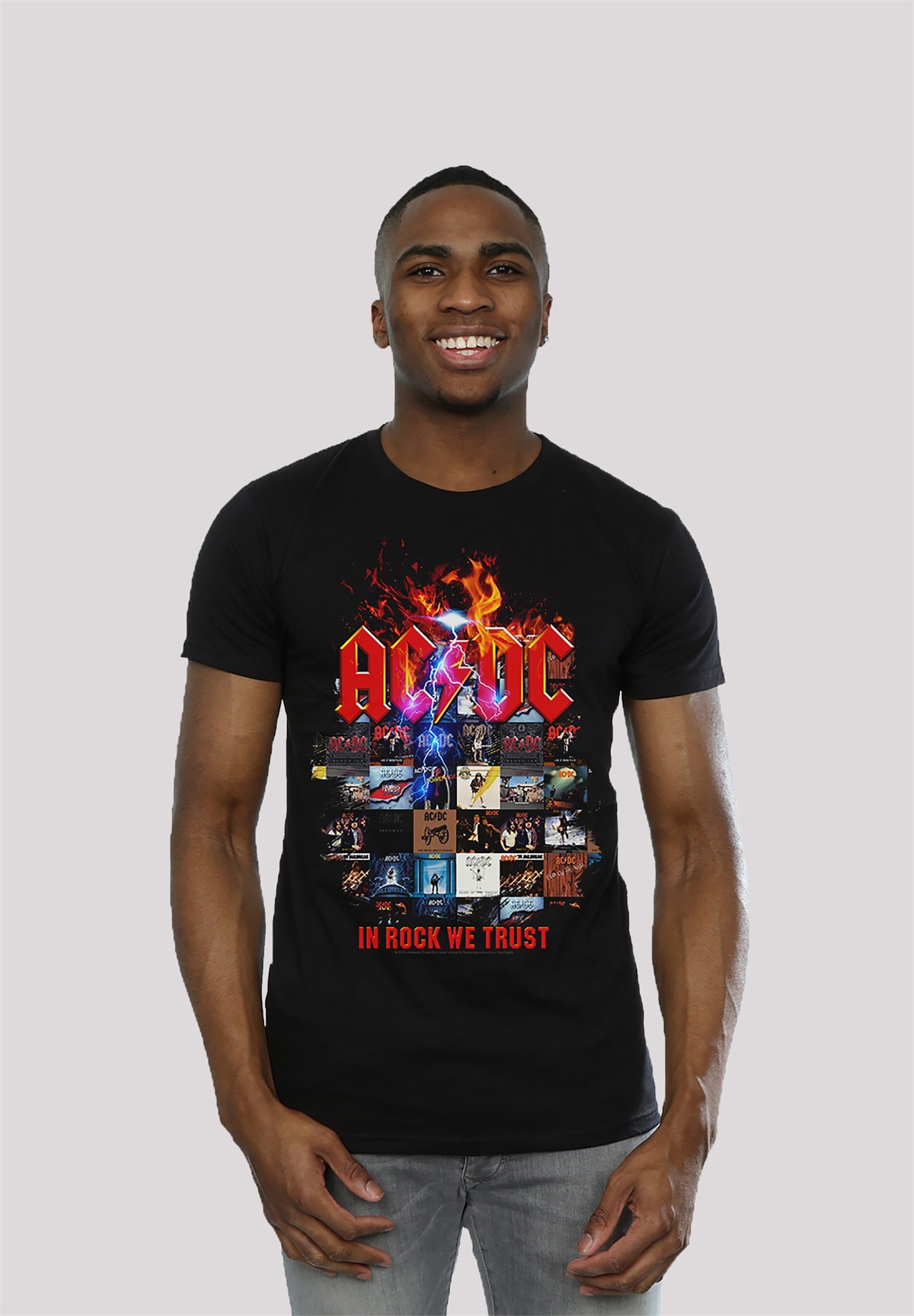 F4NT4STIC ACDC IN ROCK WE TRUST ALBUM COVERS - ROCK METAL MUSIK BA - T-Shirt print - black/schwarz