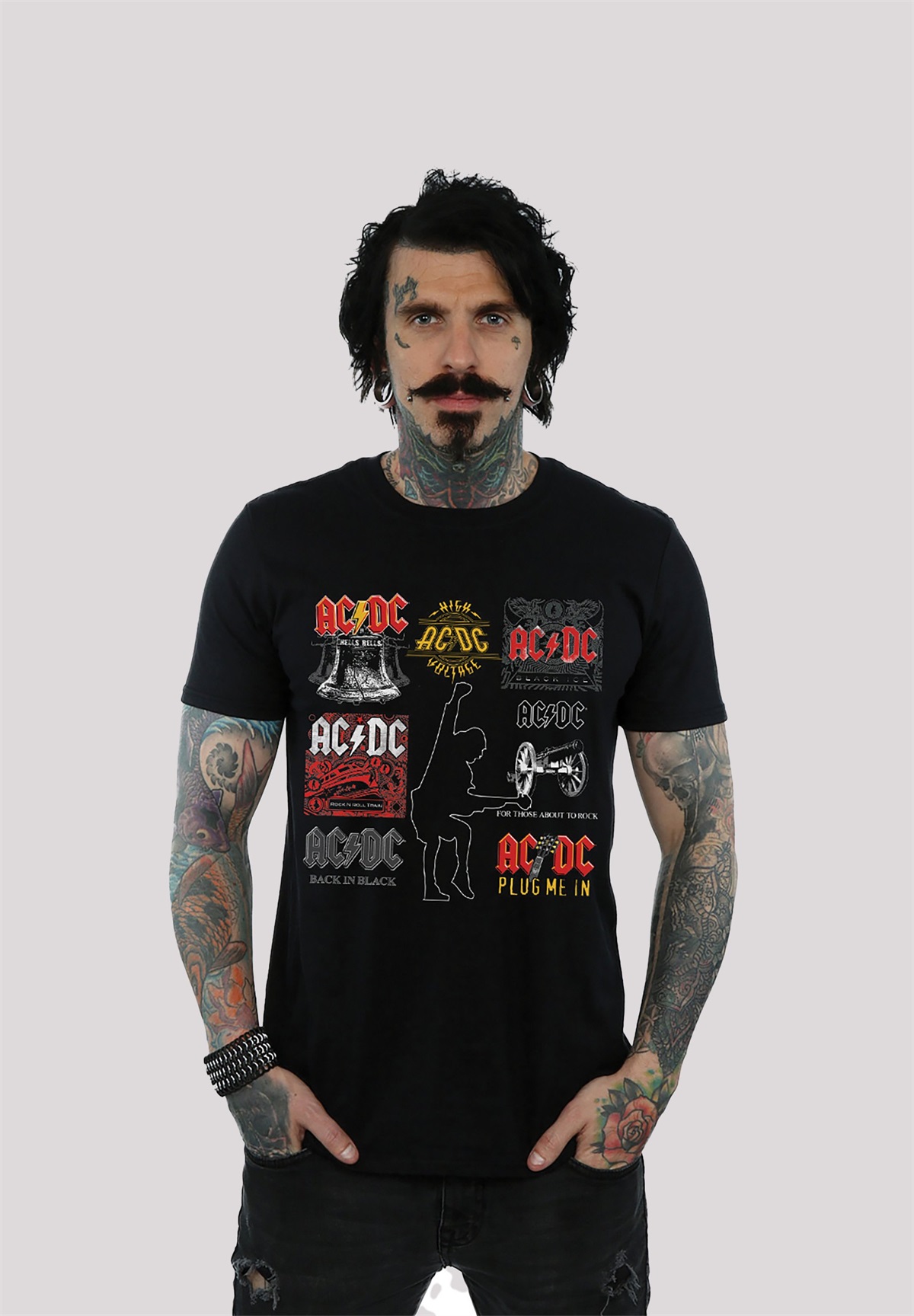 F4NT4STIC ACDC HELLS BELLS - ROCK METAL MUSIK BAND FAN - T-Shirt print - black/schwarz
