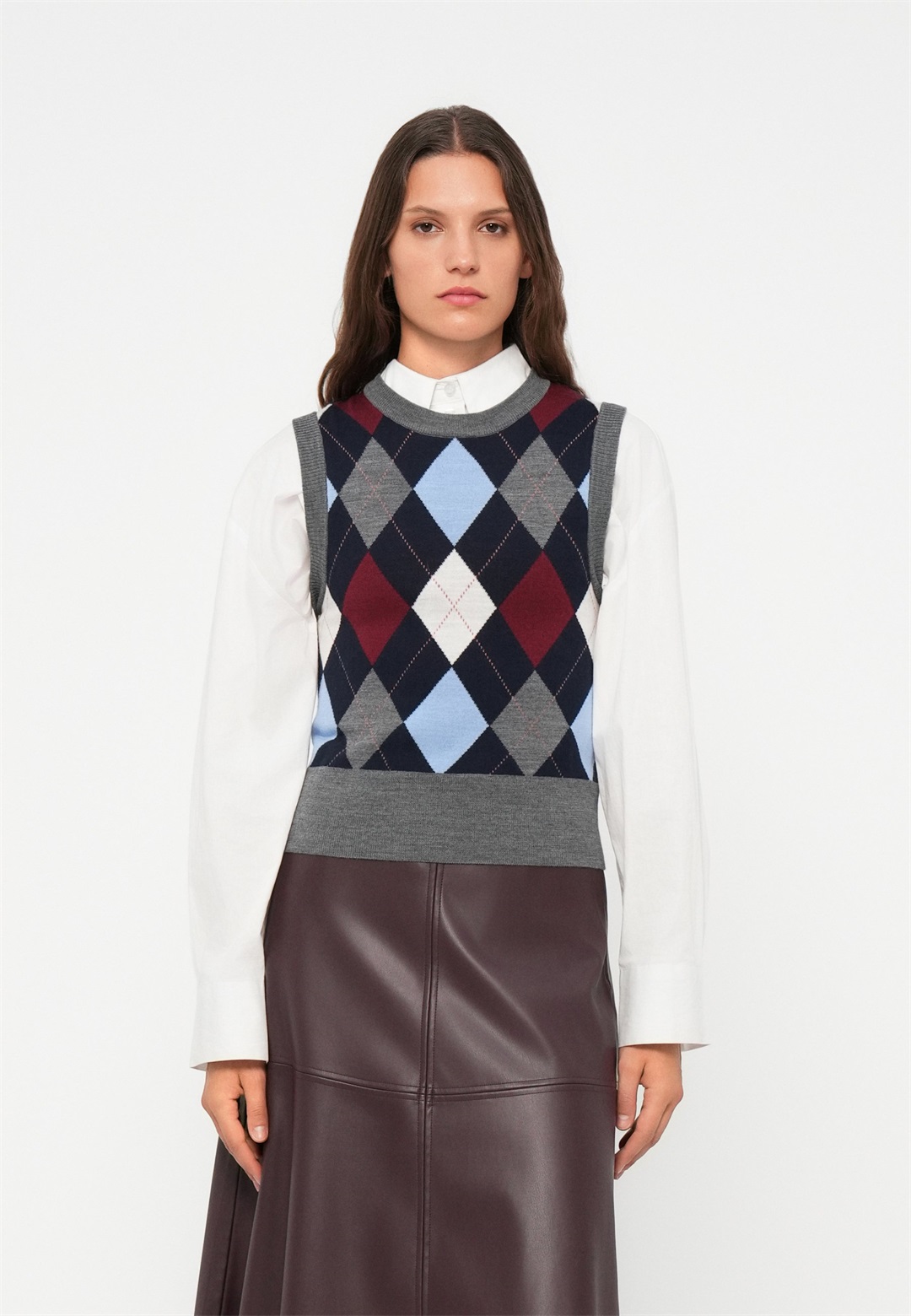 GANT ARGYLE VEST - Weste - charcoal melange/dunkelgrau-meliert