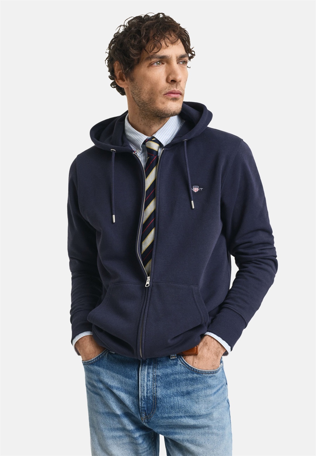 GANT SHIELD FULL ZIP HOODIE - Sweatjacke - evening blue/dunkelblau