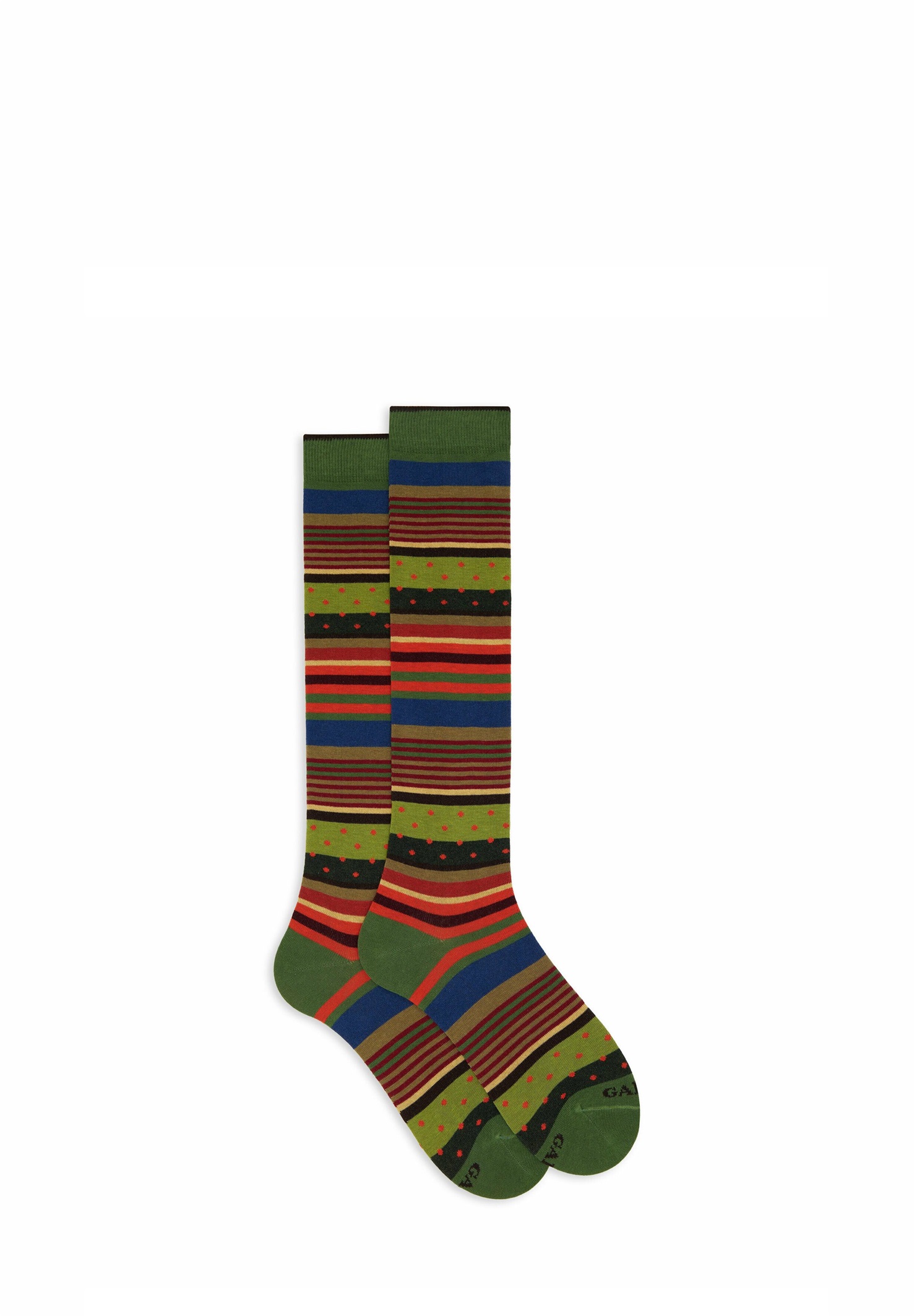 Gallo LONG WITH STRIPES AND POLKA DOTS - Kniestrümpfe - light green/hellgrün