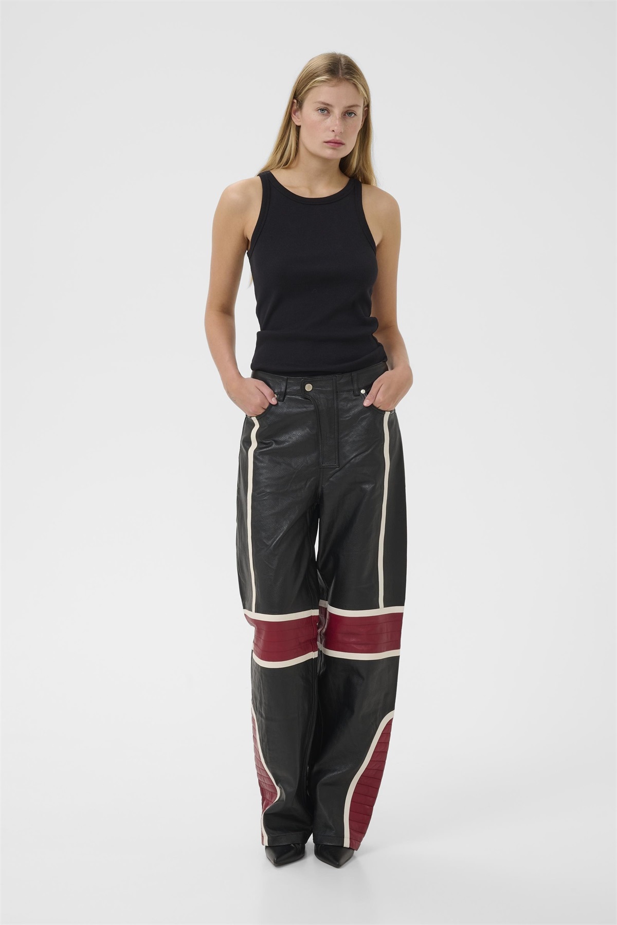 Gestuz YVETTE BIKER SHOW - Lederhose - black/schwarz