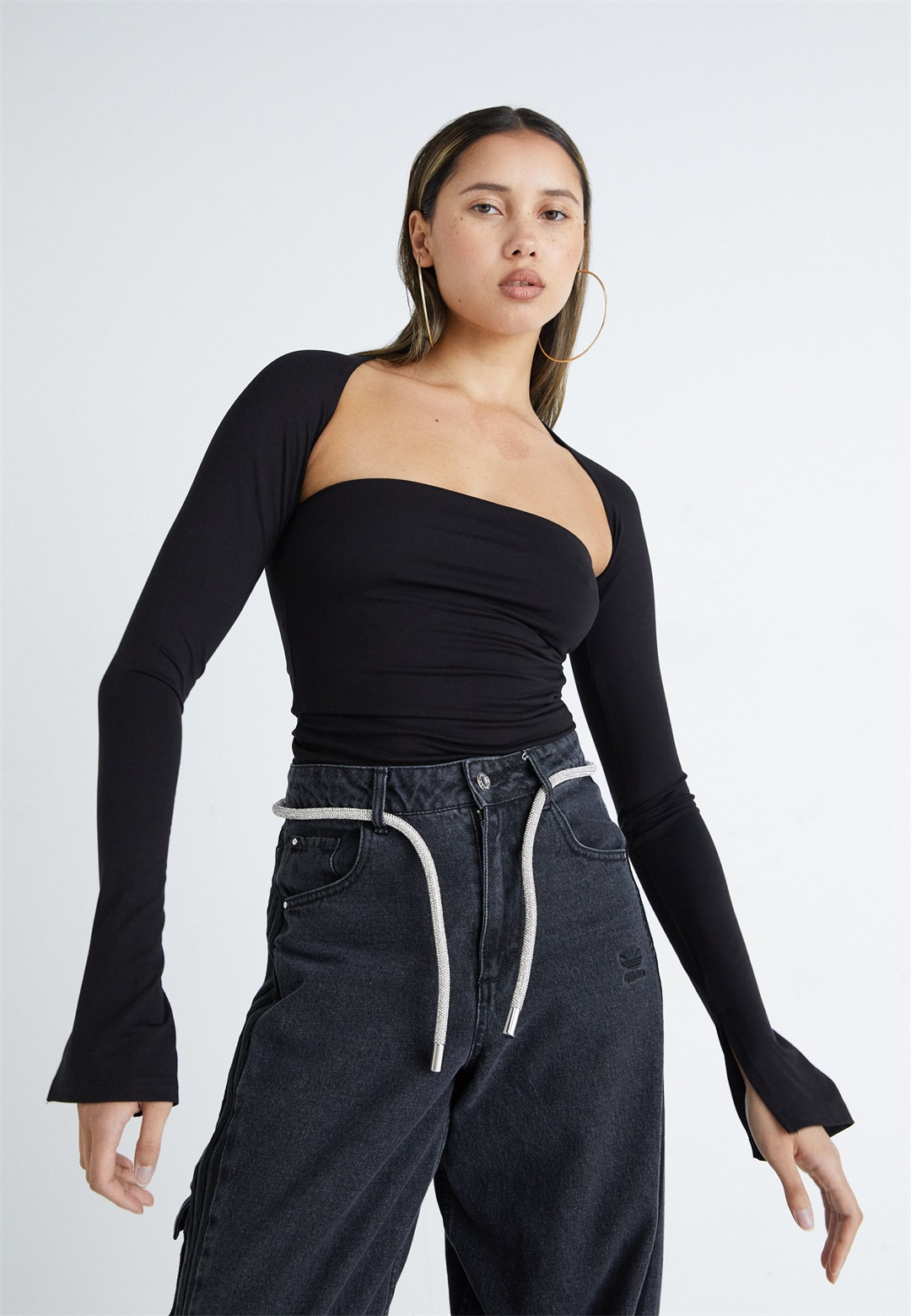 Gina Tricot SOFT TOUCH SQUARE NECK TOP - Langarmshirt - black/schwarz
