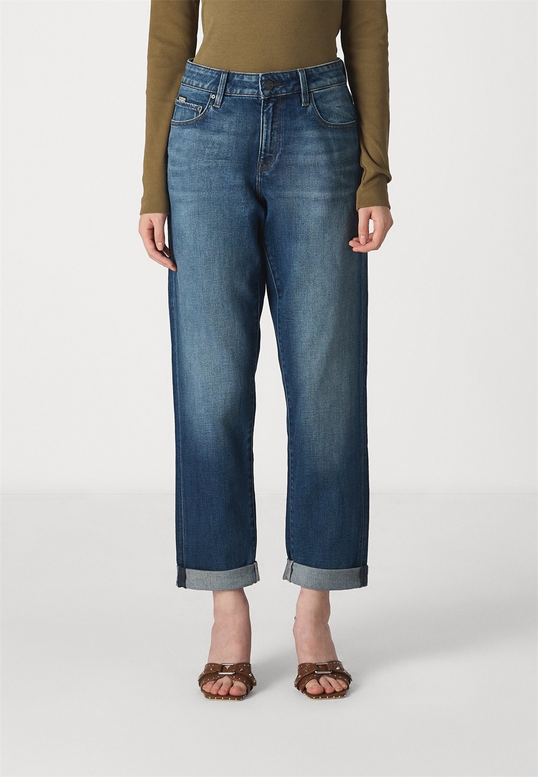 G-STAR KATE BOYFRIEND - Jeans Straight Leg - stratos/dark-blue denim