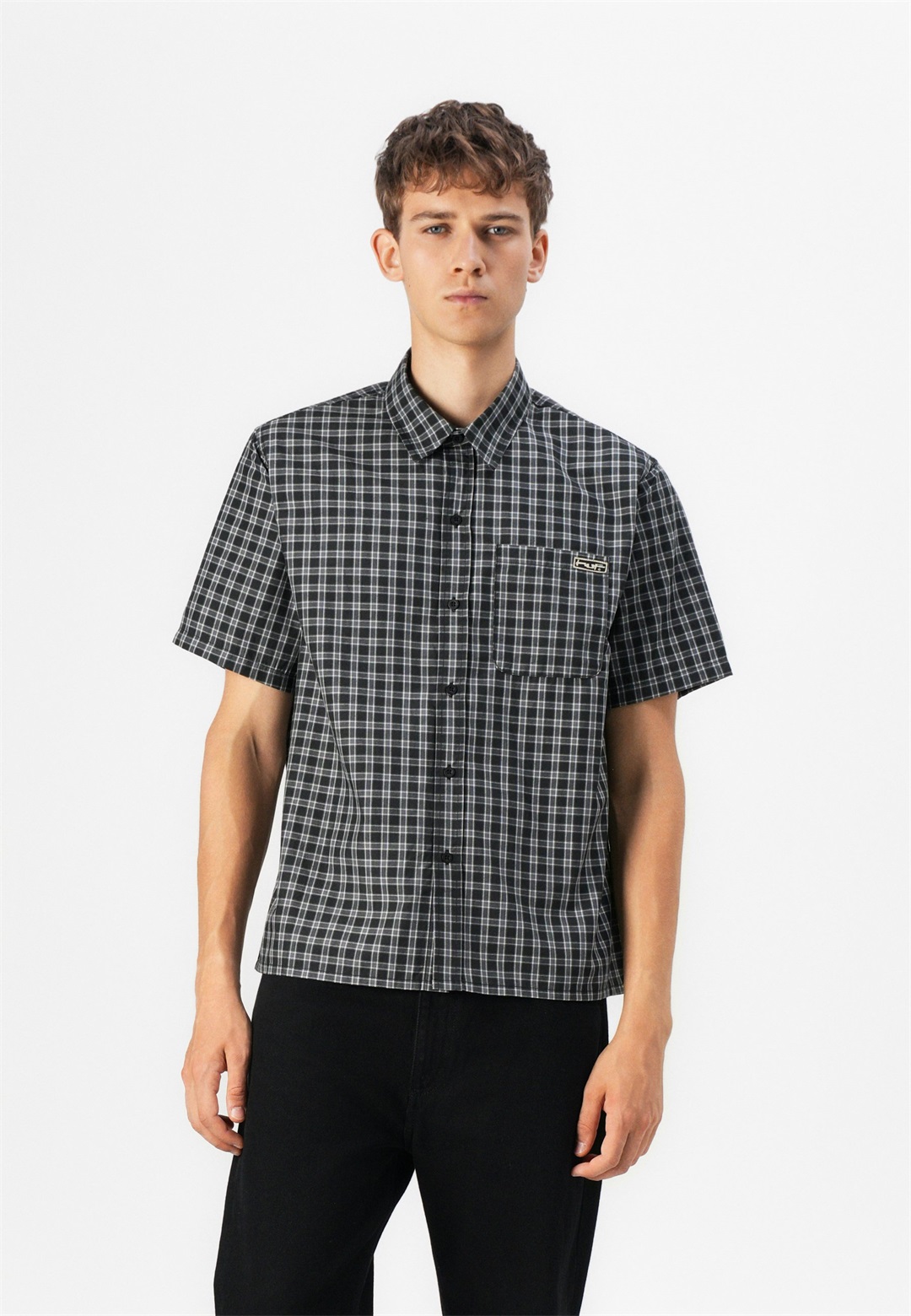 HUF STRETCH MICRO PLAID UNISEX - Hemdbluse - black/schwarz