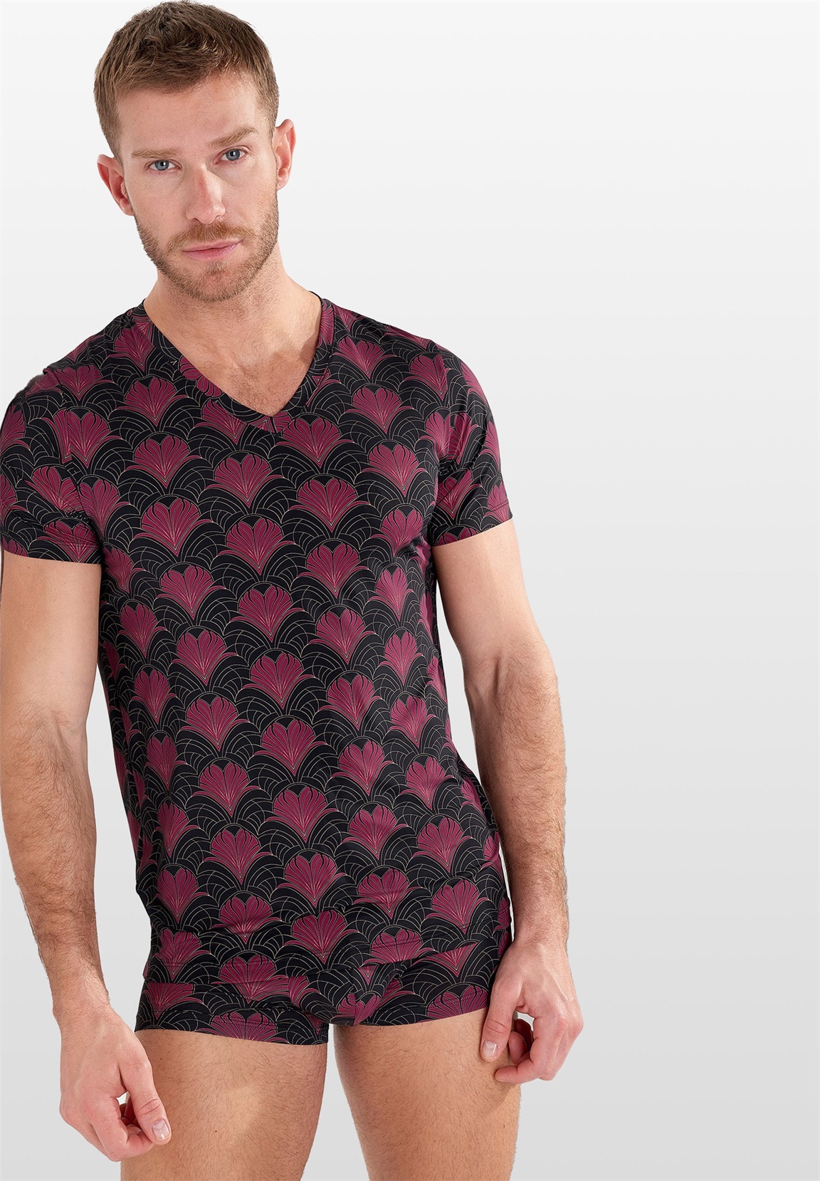 HOM Unterhemd/-shirt - bordeaux print/bordeaux