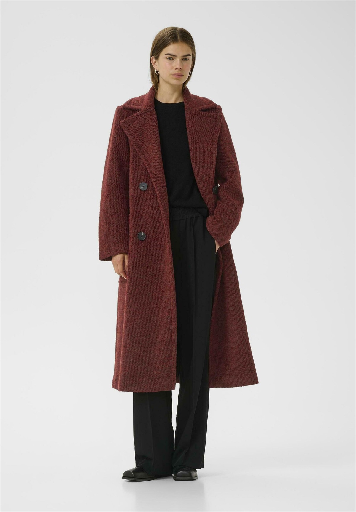 InWear YUM - Klassischer Mantel - syrah melange/rot-meliert