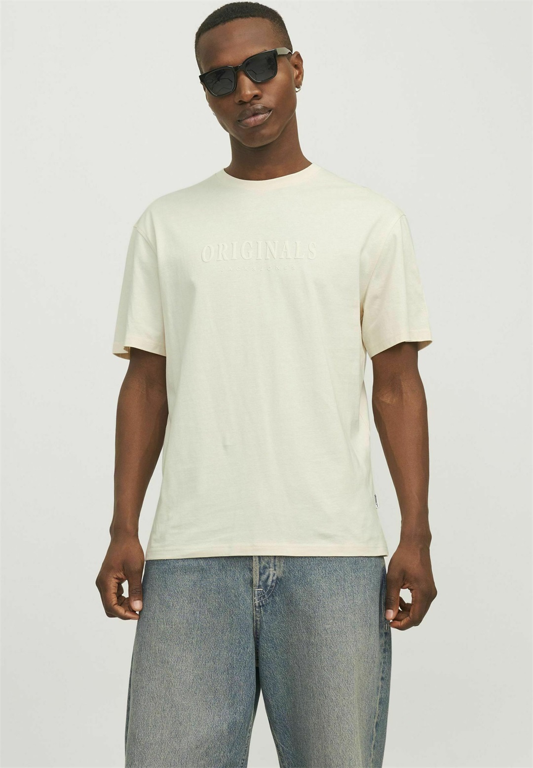 Jack & Jones JORFREDERIKSBERG SS CREW NECK NOOS - T-Shirt print - antique white/weiß