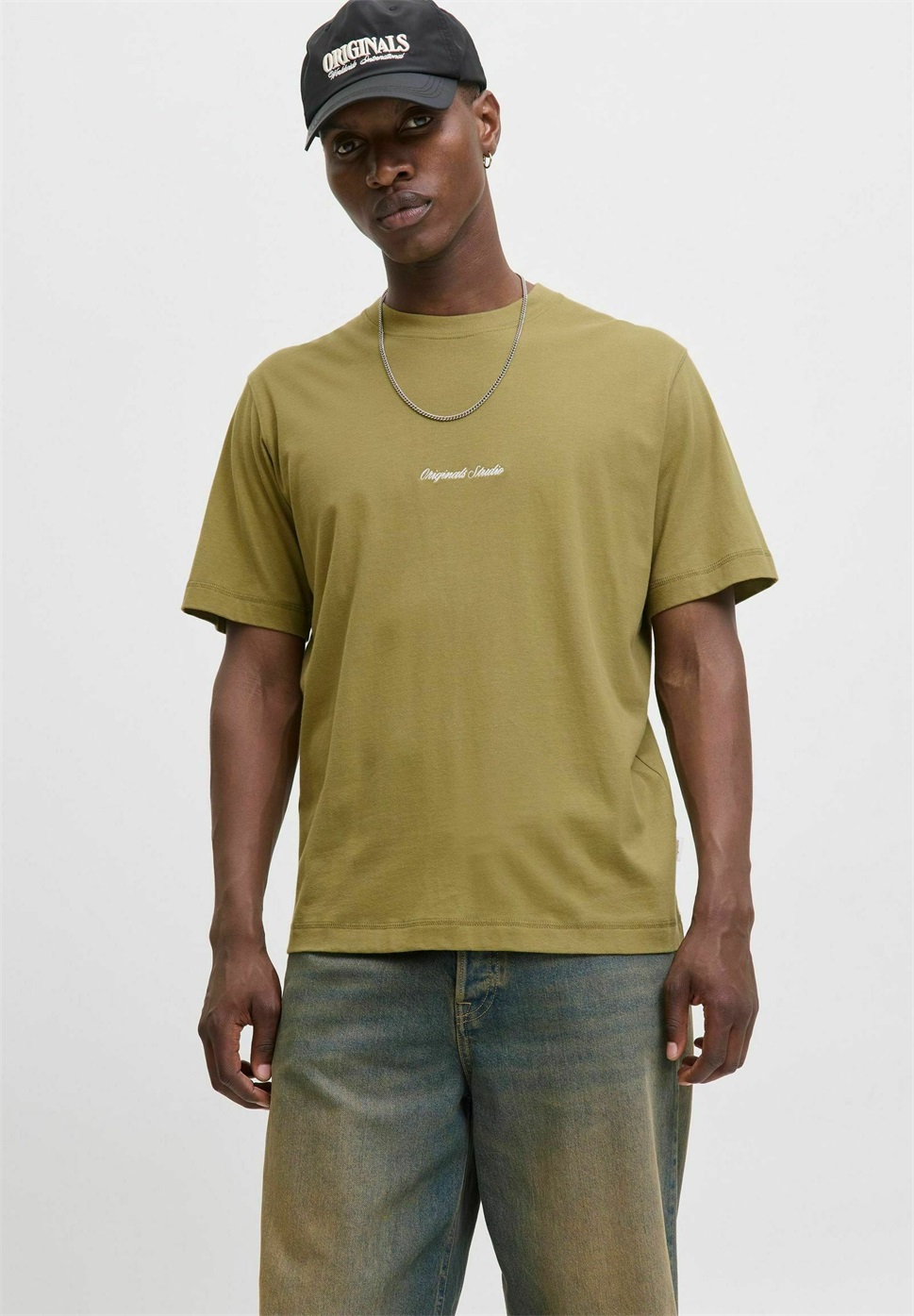 Jack & Jones RNORREBRO EMB TEE SS CREW NECK NOOS - T-Shirt print - olive drab/oliv