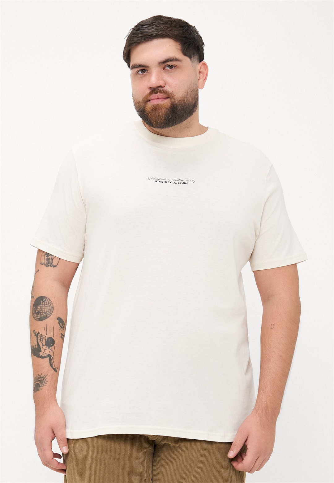 Jack & Jones JJRIKKIE TEE CREW NECK - T-Shirt print - antique white/weiß