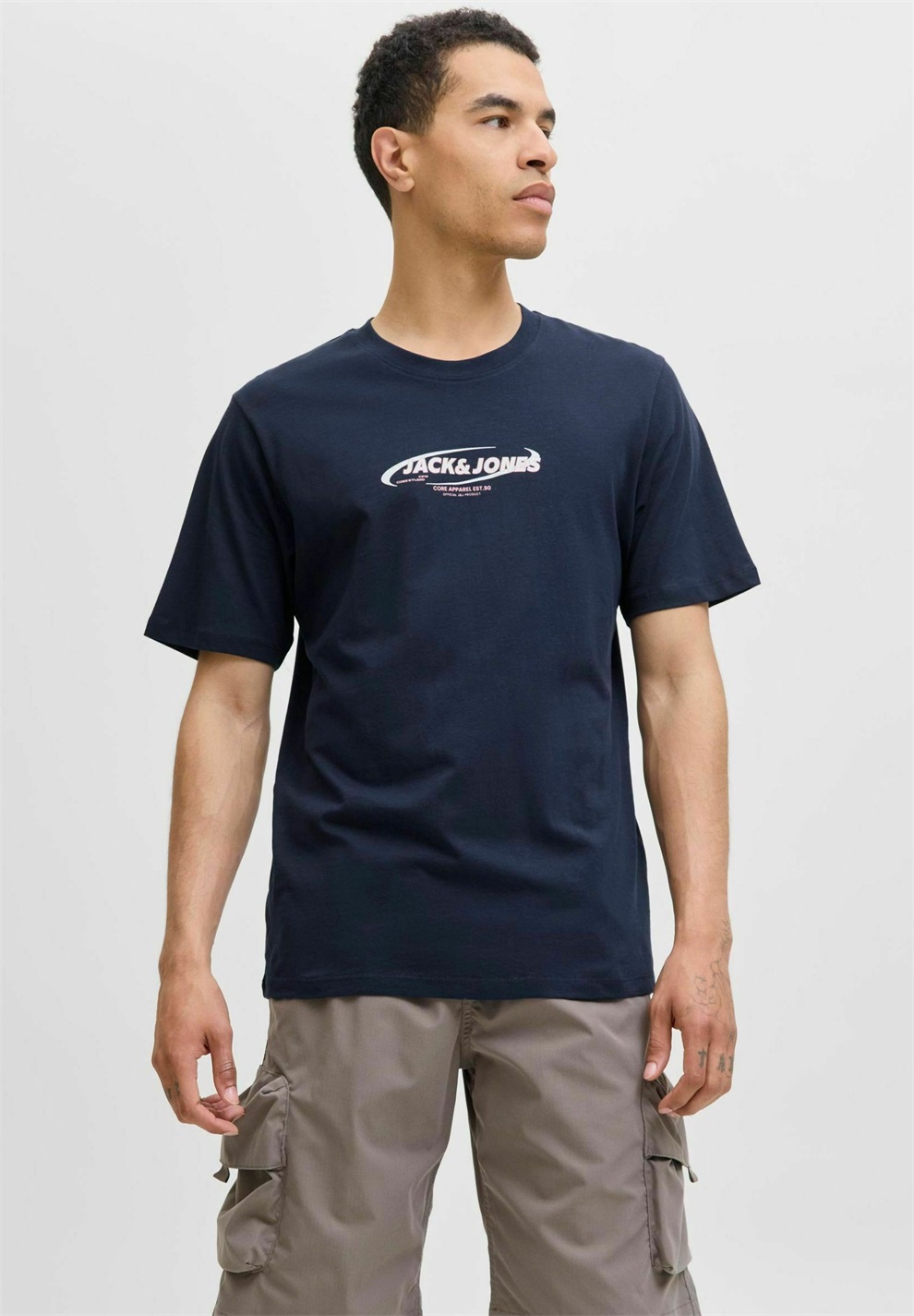 Jack & Jones RUNDHALSAUSSCHNITT - T-Shirt print - navy blazer/dunkelblau