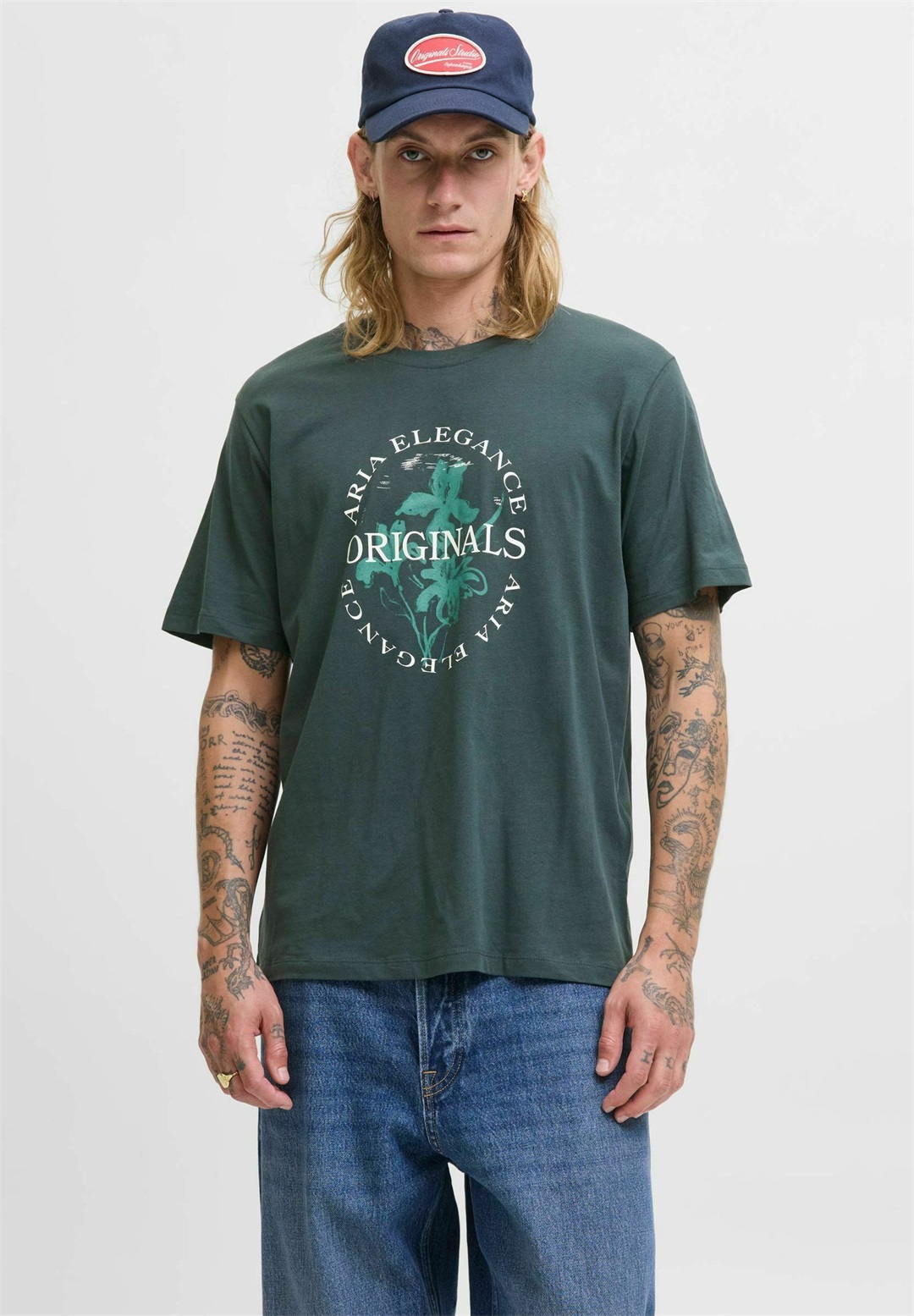 Jack & Jones GEDRUCKT - T-Shirt print - forest river/dunkelgrün