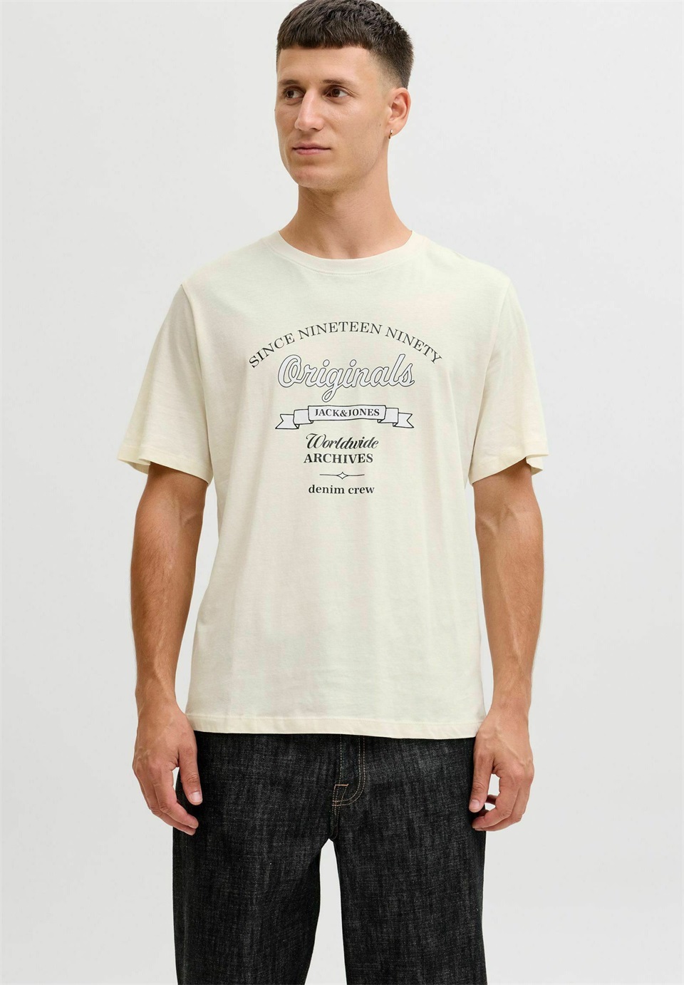 Jack & Jones GEDRUCKT - T-Shirt print - antique white/beige