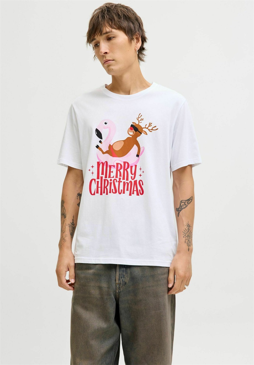 Jack & Jones X-MAS - T-Shirt print - white/weiß