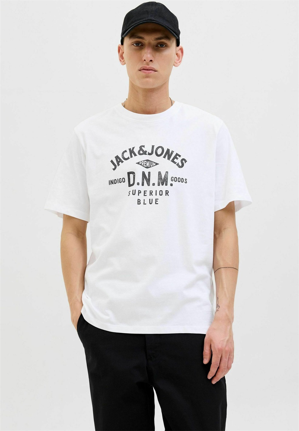 Jack & Jones PREMIUM RUNDHALSAUSSCHNITT - T-Shirt print - white/weiß
