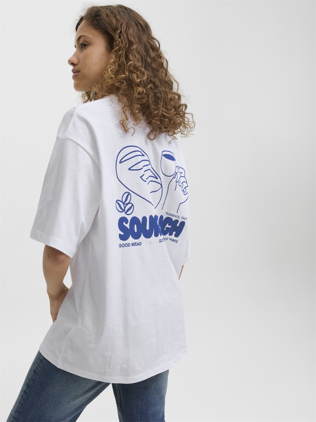JJXX JXMILLOW LOOSE TEE - T-Shirt print - bright white/dazzling blue/weiß