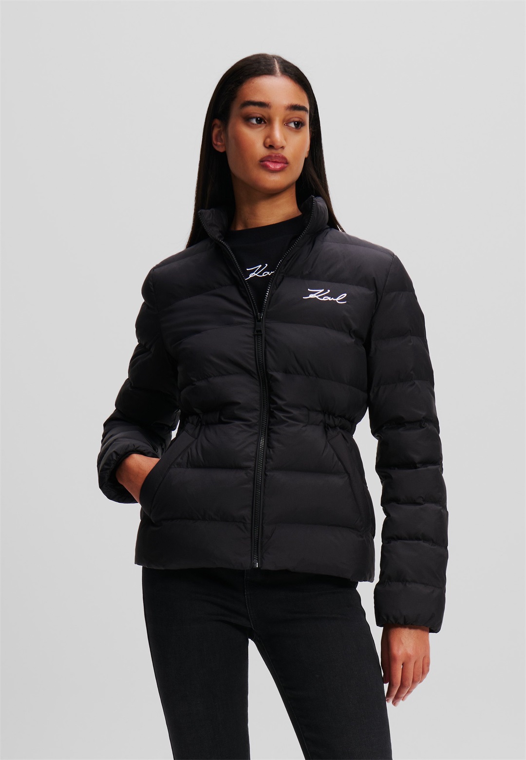 KARL LAGERFELD SIGNATURE PUFFER - Winterjacke - black/schwarz