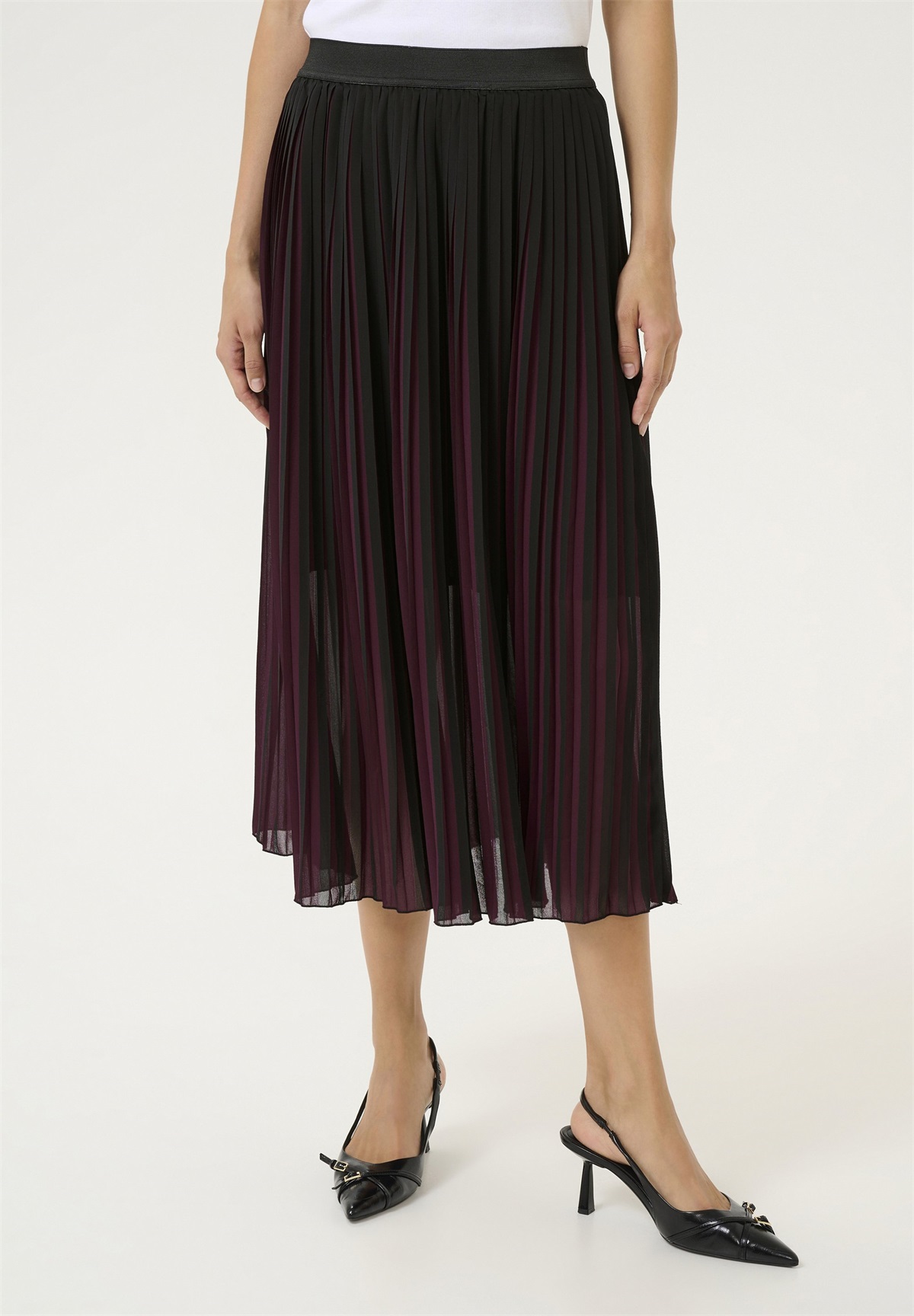 Kaffe KALARKE - A-Linien-Rock - wine tasting black deep stripe/bordeaux Kaffe KALARKE - A-Linien-Rock - wine tasting black deep stripe/bordeaux