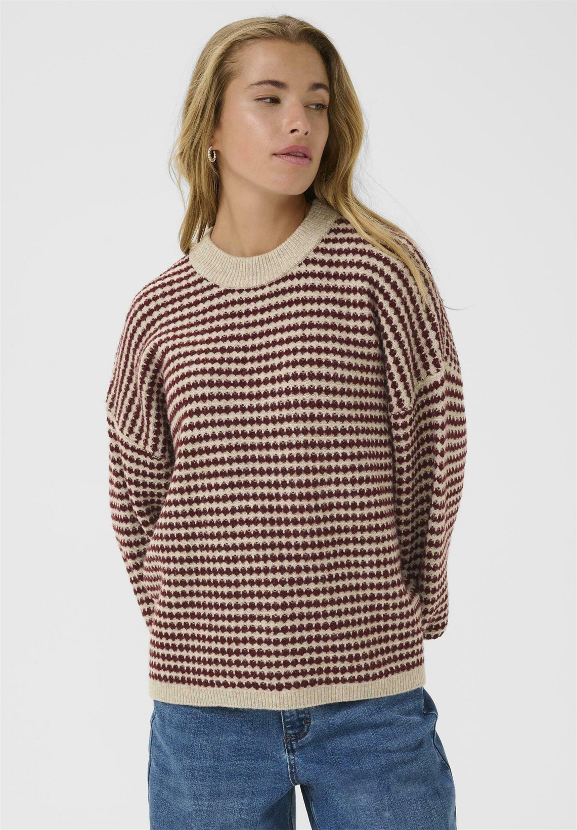 Kaffe ELLERY - Strickpullover - feather gray mel windsor wine/grau