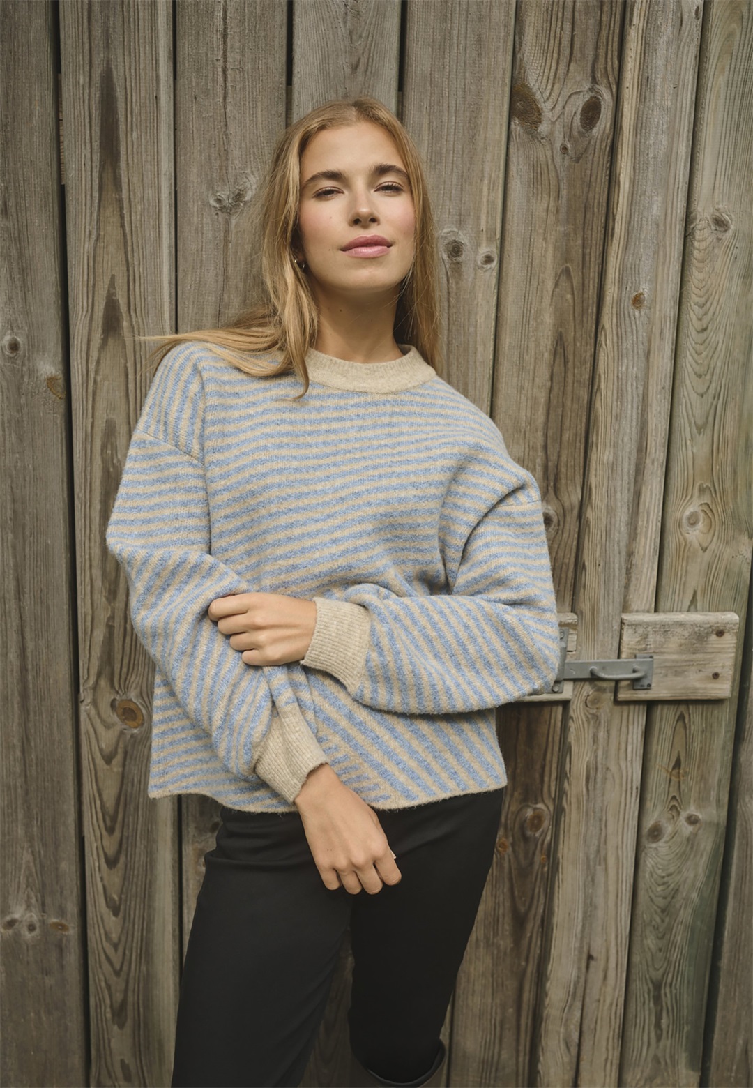 Kaffe KAVERANA KNIT PULLOVER - Strickpullover - feather grey mel windward blue/grau