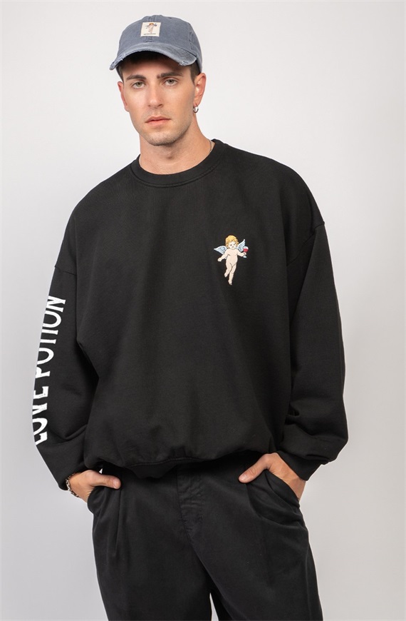 Kaotiko CREW WASHED UNISEX - Sweatshirt - black/schwarz