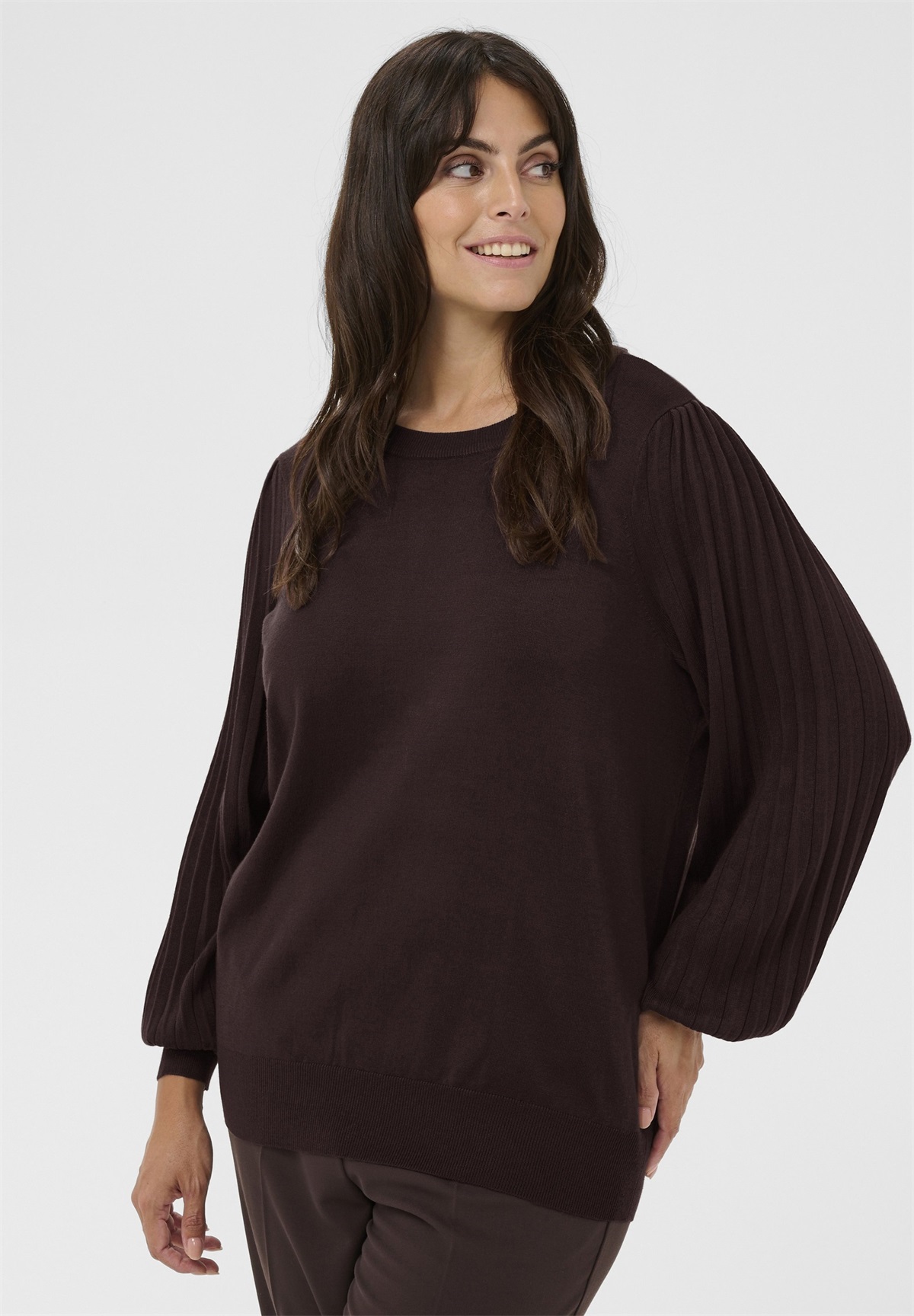 Kaffe Curve KCLONI KNIT PULLOVER - Strickpullover - black coffee/braun