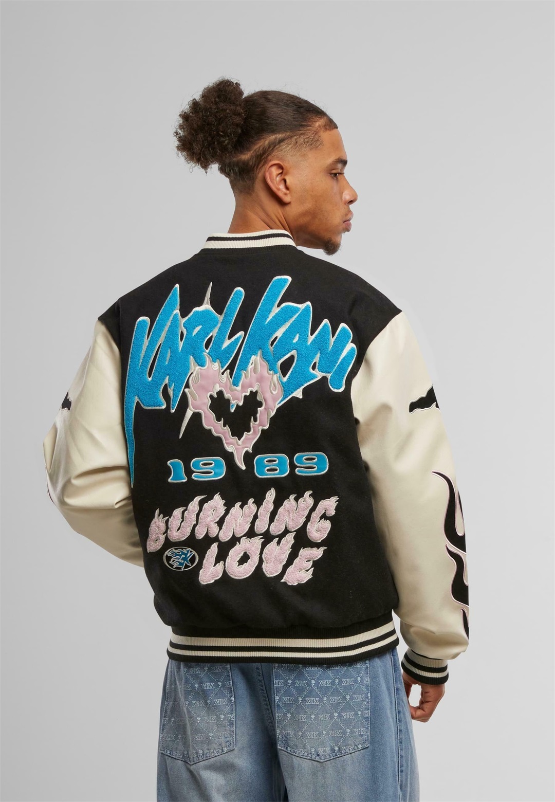 Karl Kani AMOR FLAMES COLLEGE - Bomberjacke - black blue rose/schwarz