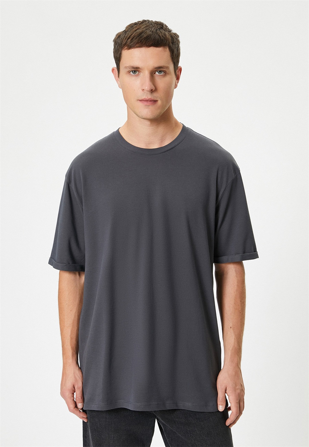 Koton OVERSIZED - T-Shirt basic - anthracite/anthrazit