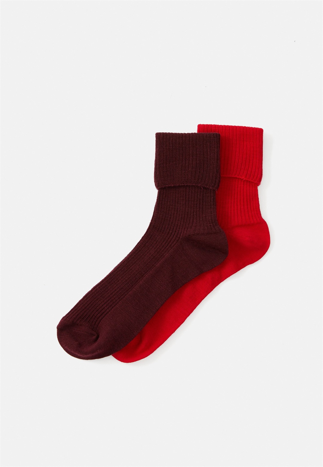Lindex FOLDED CUFF 2 PACK - Socken - dark red/dunkelrot