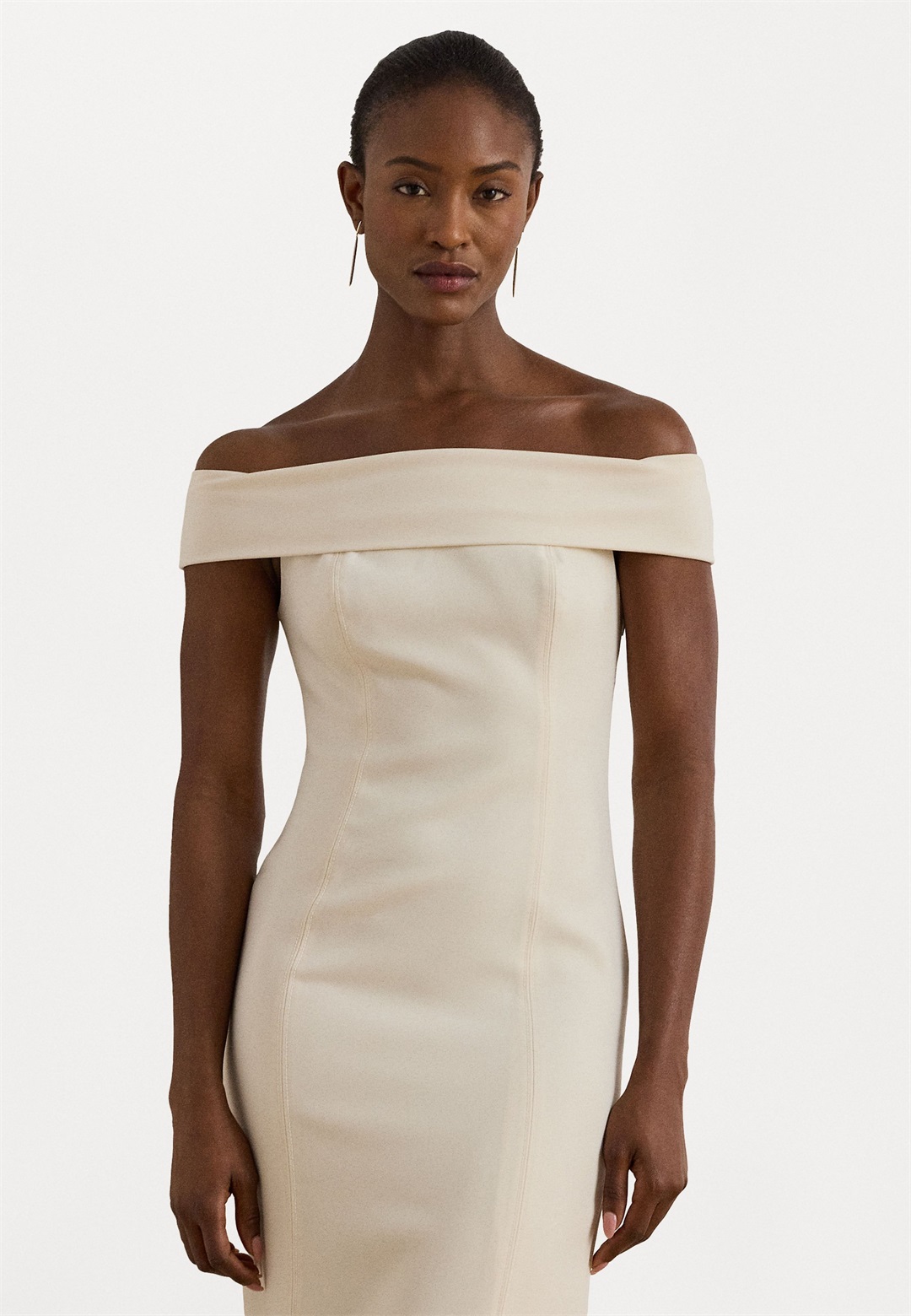 Lauren Ralph Lauren CREPE OFF-THE-SHOULDER GOWN - Ballkleid - mascarpone cream/offwhite