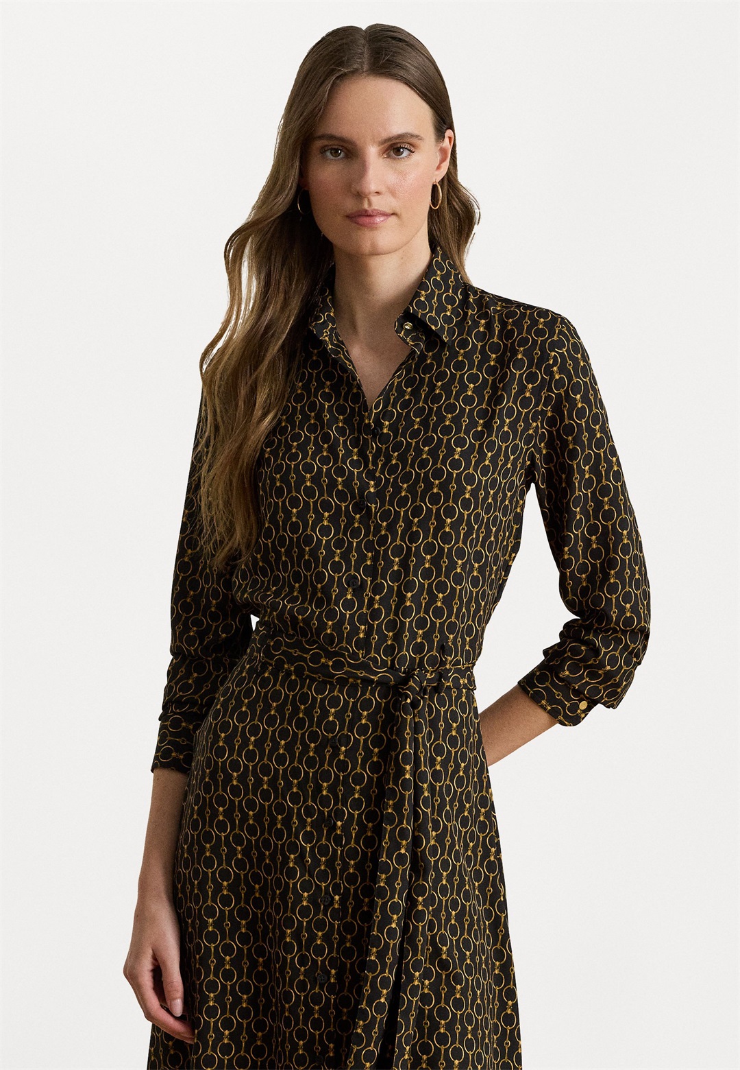 Lauren Ralph Lauren CHAIN-PRINT CREPE SHIRTDRESS - Freizeitkleid - black/schwarz