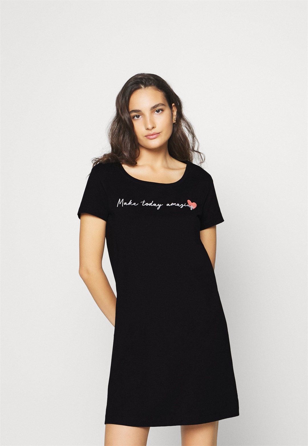 LASCANA NIGHTGOWN LOVELY - Nachthemd - black/schwarz