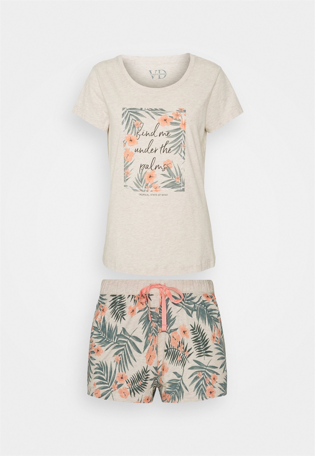 LASCANA LAS PALMS SHORTY - Nachtwäsche Set - sand/nude
