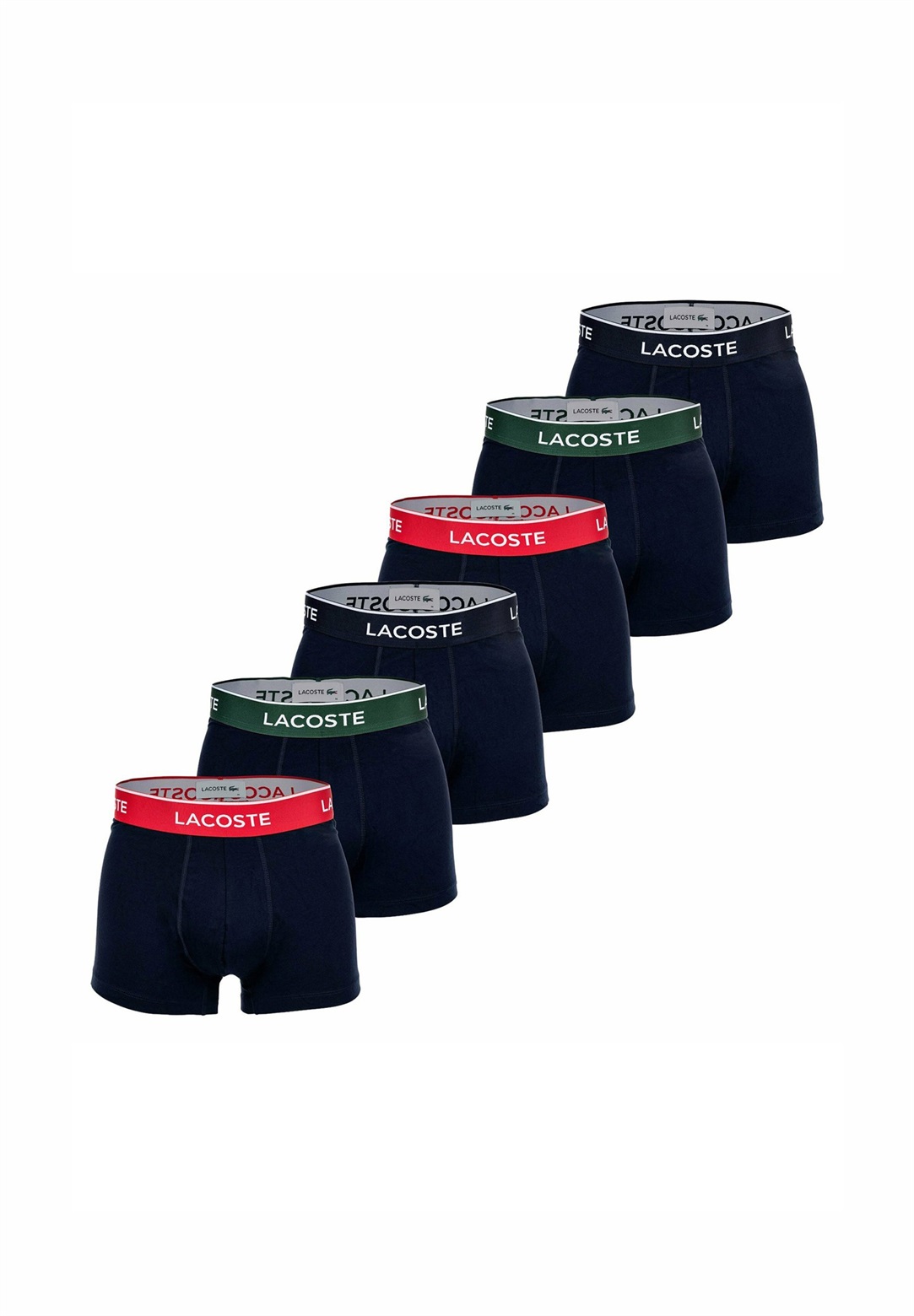 Lacoste 6 PACK LOGOBUND - Boxer Briefs - dunkelblau/grün/rot/dunkelblau