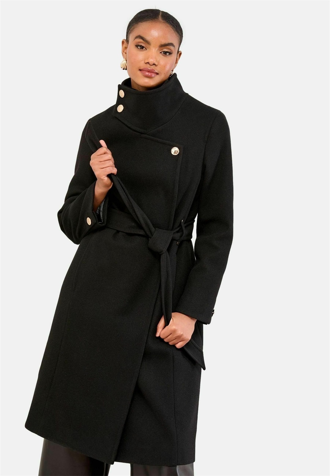 Lipsy REGULAR FIT -FUNNEL NECK - Trenchcoat - black/schwarz
