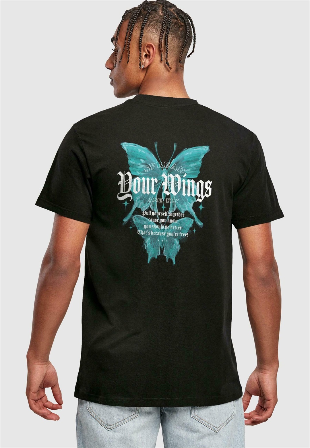 Mister Tee SPREAD YOUR WINGS AND FLY - T-Shirt print - black/schwarz