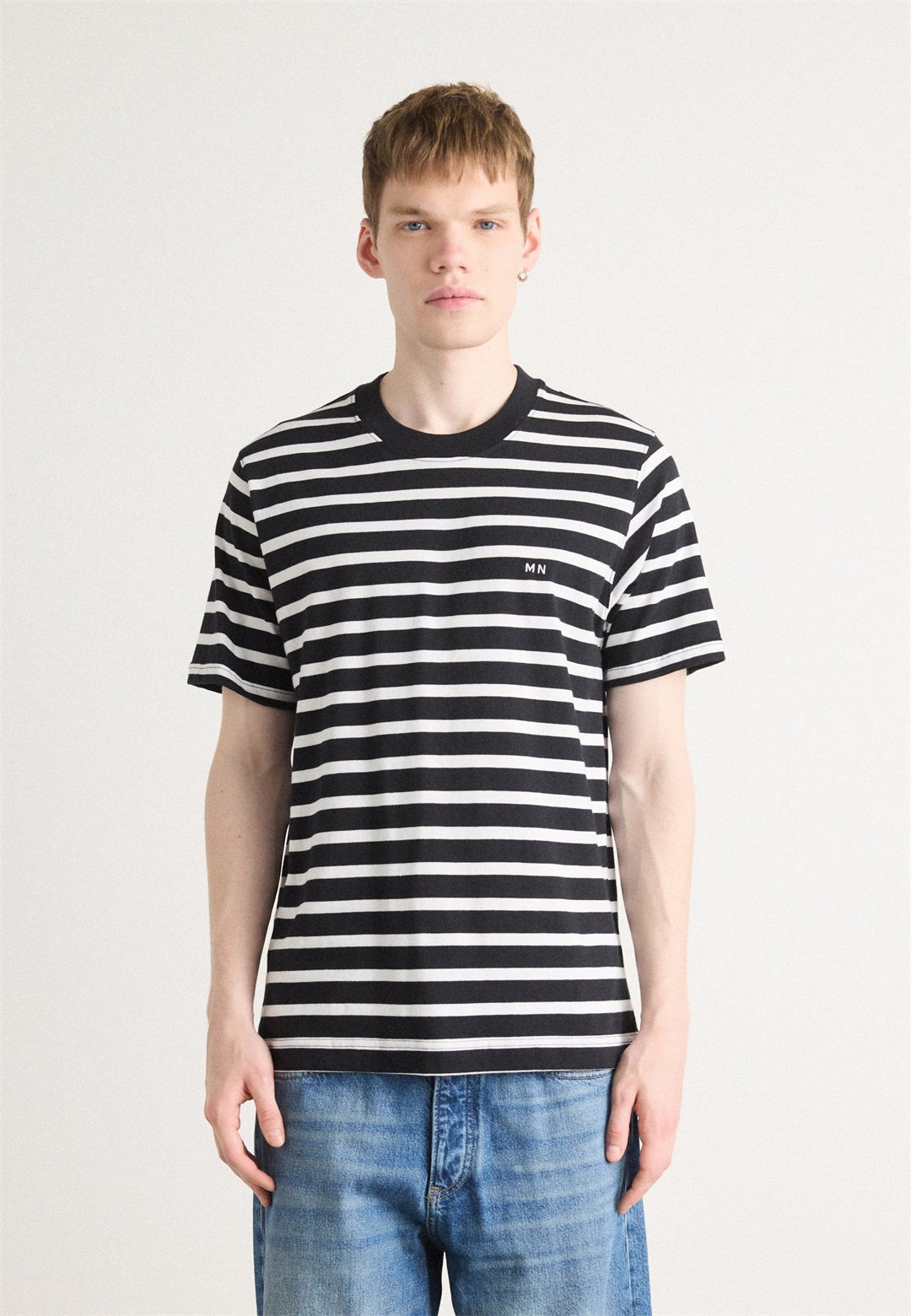 Mads Nørgaard STRIPE FRODE TEE - T-Shirt print - white/black/weiß