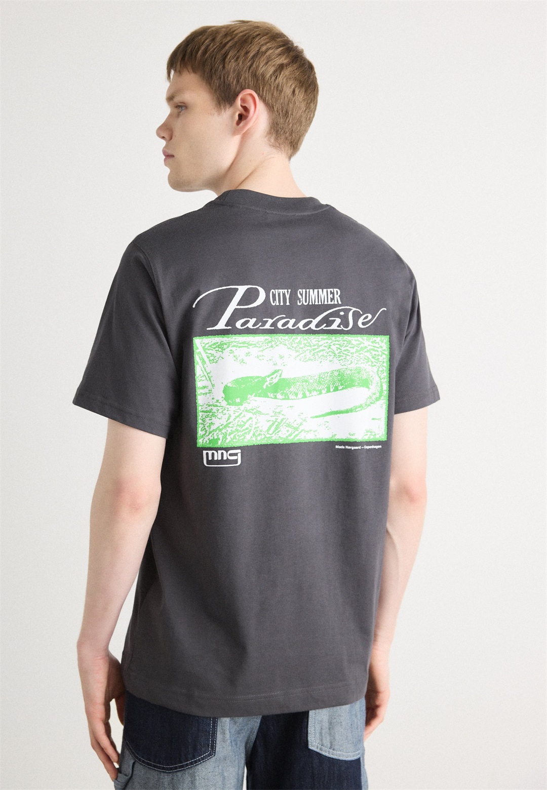 Mads Nørgaard FRODE PARADISE TEE - T-Shirt print - black oyster/dunkelgrau