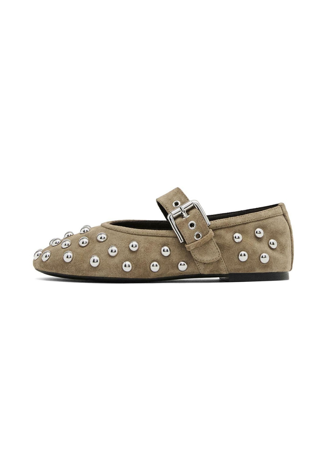Massimo Dutti STUDDED FLATS - Riemchenballerina - camel