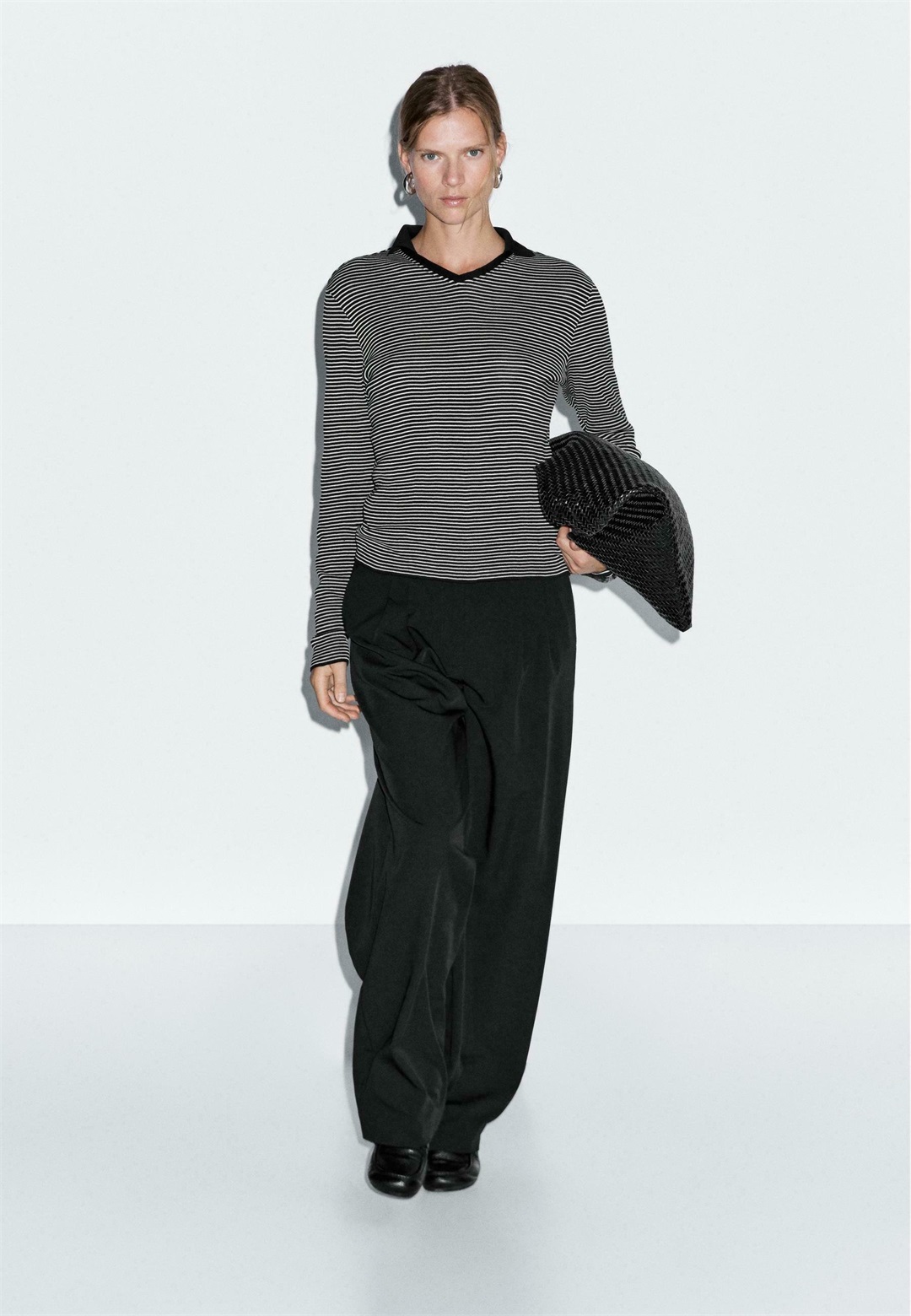 Massimo Dutti STRIPED LONG SLEEVE - Strickpullover - black/schwarz