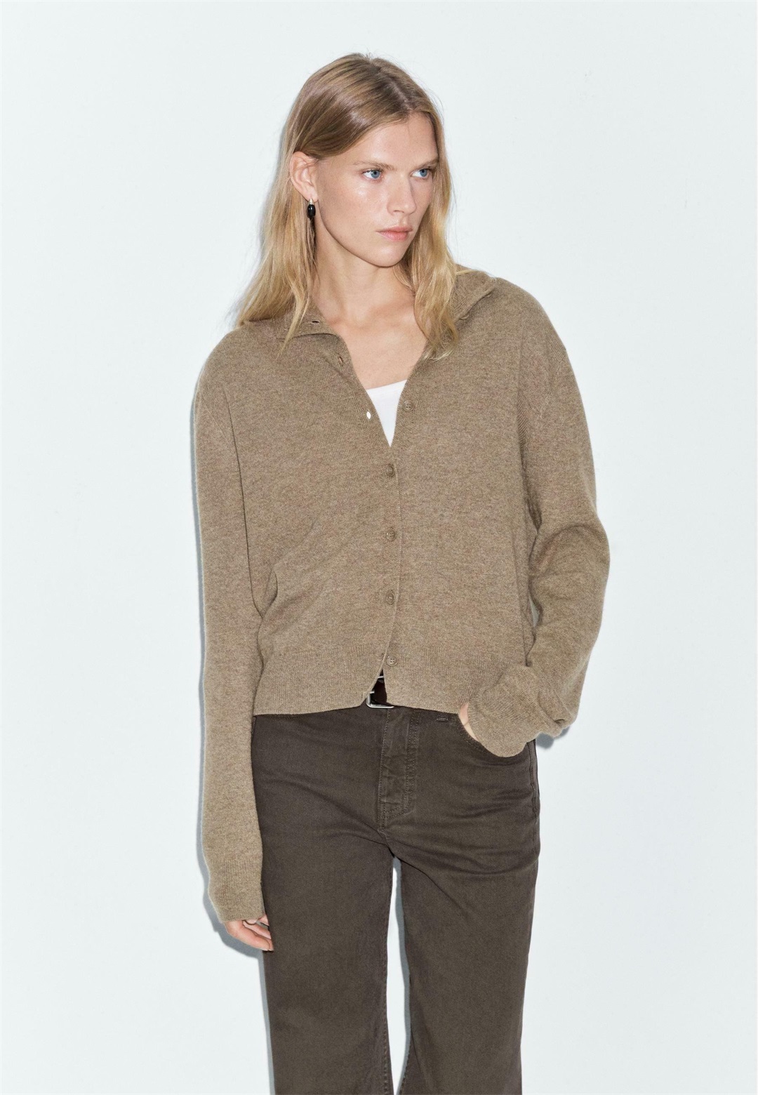 Massimo Dutti Strickjacke - mottled green/grün-meliert