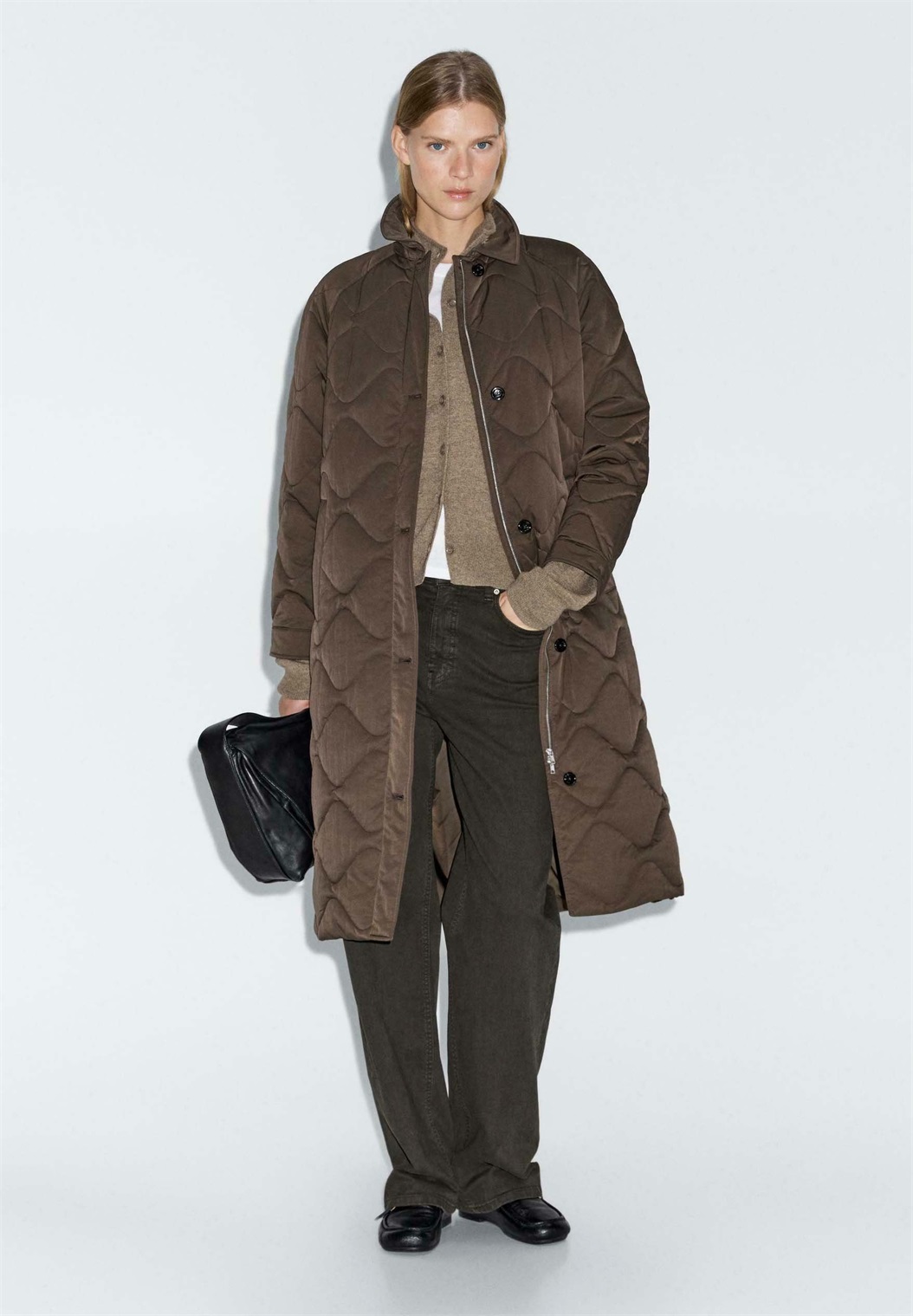 Massimo Dutti LONG WATER-REPELLENT PUFFER - Wintermantel - khaki