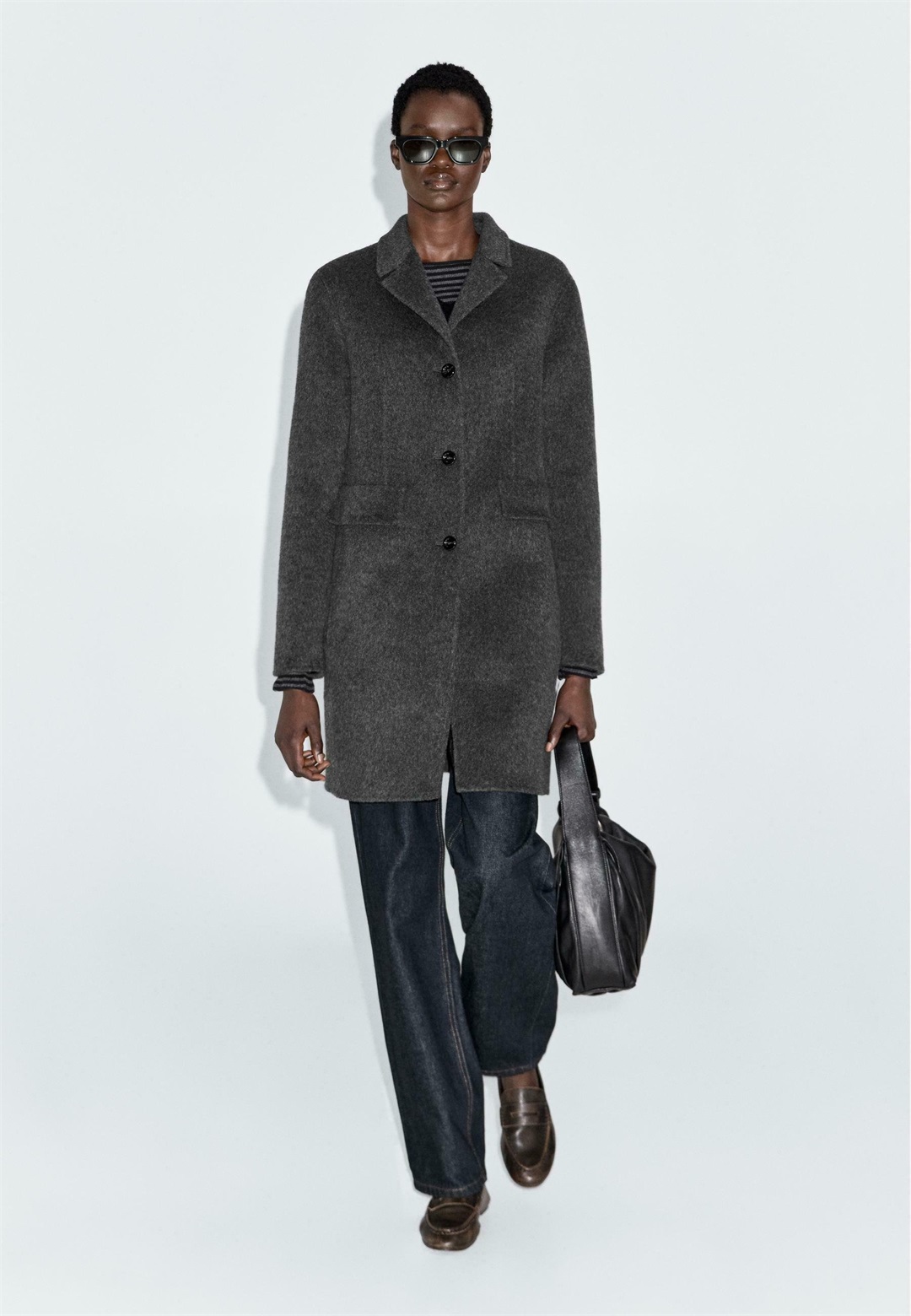 Massimo Dutti BLEND MID-LENGTH - Klassischer Mantel - grey/grau
