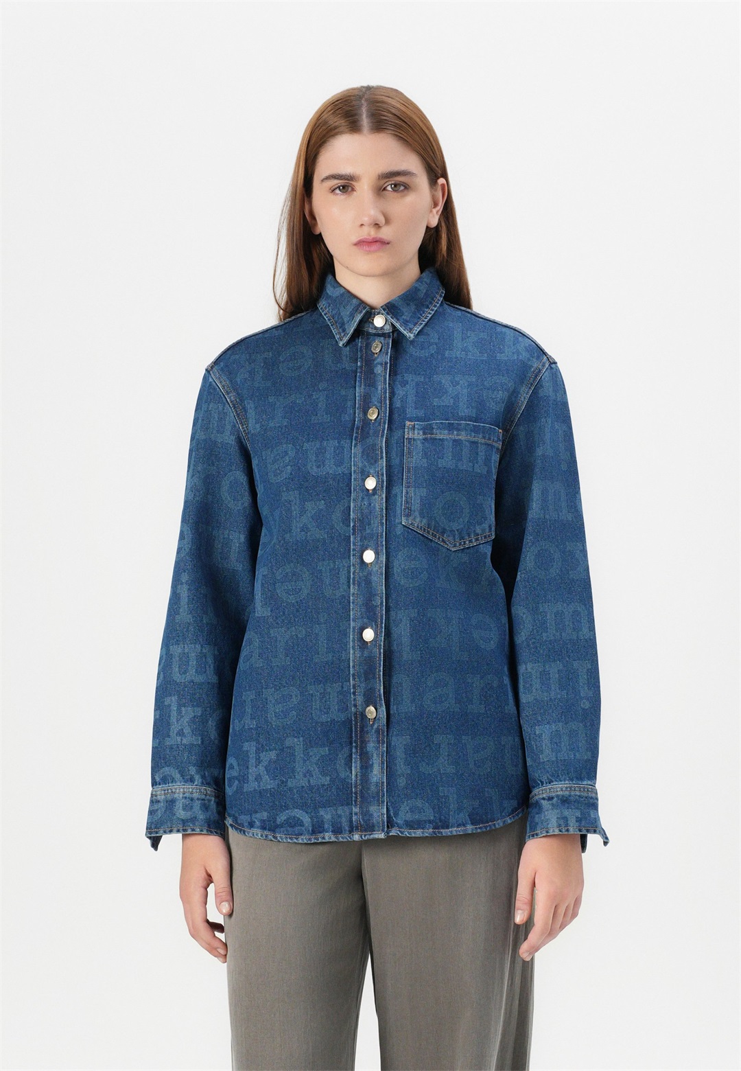 Marimekko VAIHE LOGO UNISEX - Hemdbluse - mid indigo/blue denim