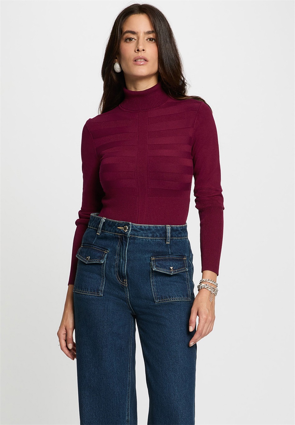 Morgan LONG SLEEVE TURTLENECK - Strickpullover - prune/dunkelrot