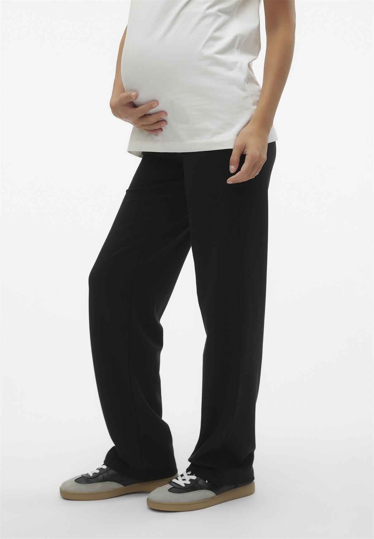 MAMALICIOUS LUNA STRAIGHT PANTS - Stoffhose - black/schwarz